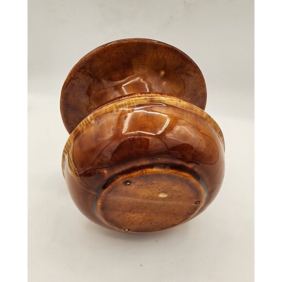 Vintage Brown Glazed Stoneware Spittoon MCM 60s 70s Fall Decor Vase Man Cave Bar - Picture 4 of 7